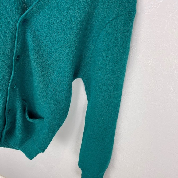 Vintage 60s Pendleton True Teal Green Blue Pure Virgin Wool Cardigan - Picture 5 of 8